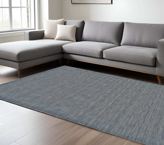 8' X 11' Blue and Gray Wool Hand Woven Area Rug - Homeroots - Flyclothing LLC