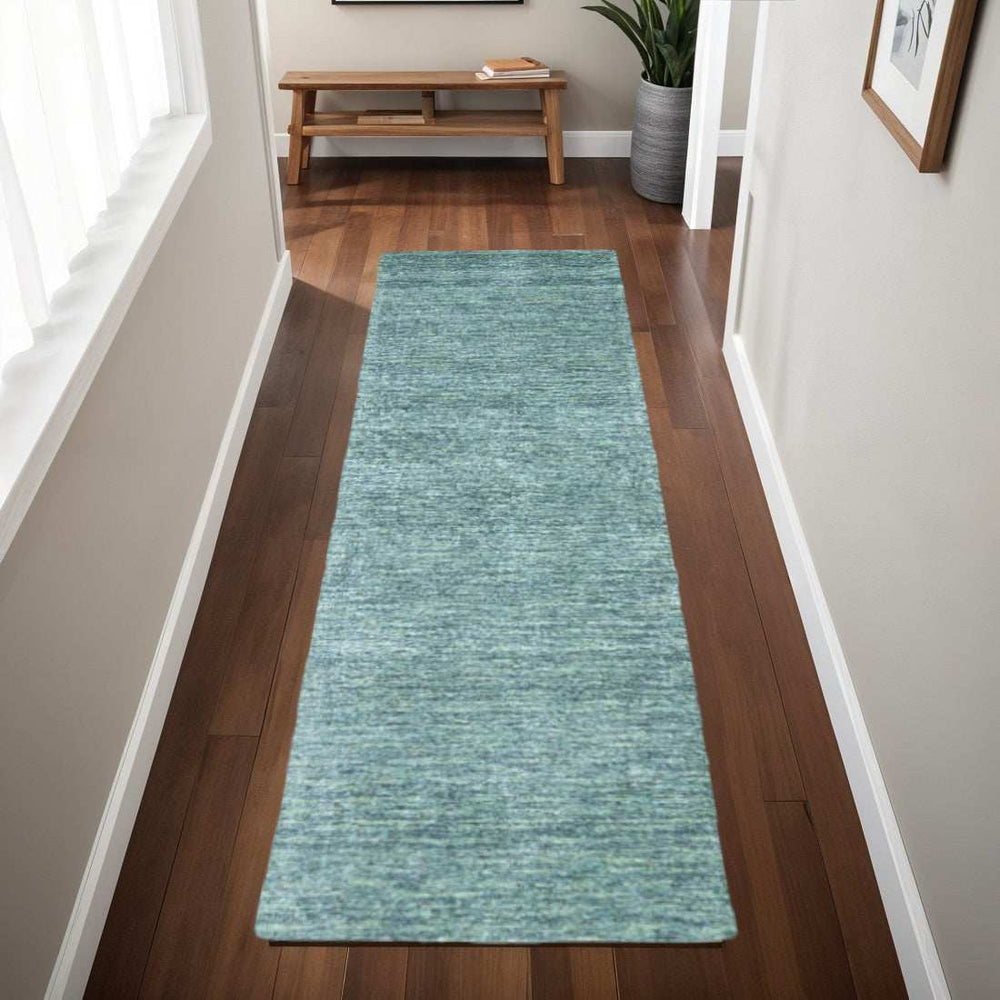 8' Runner Gray and Blue Hand Woven Runner Rug - Homeroots - Flyclothing LLC