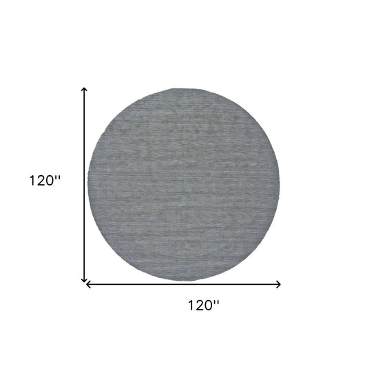 10' Blue and Gray Round Wool Hand Woven Area Rug - Homeroots - Flyclothing LLC
