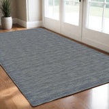 2' X 3' Blue and Gray Wool Hand Woven Area Rug