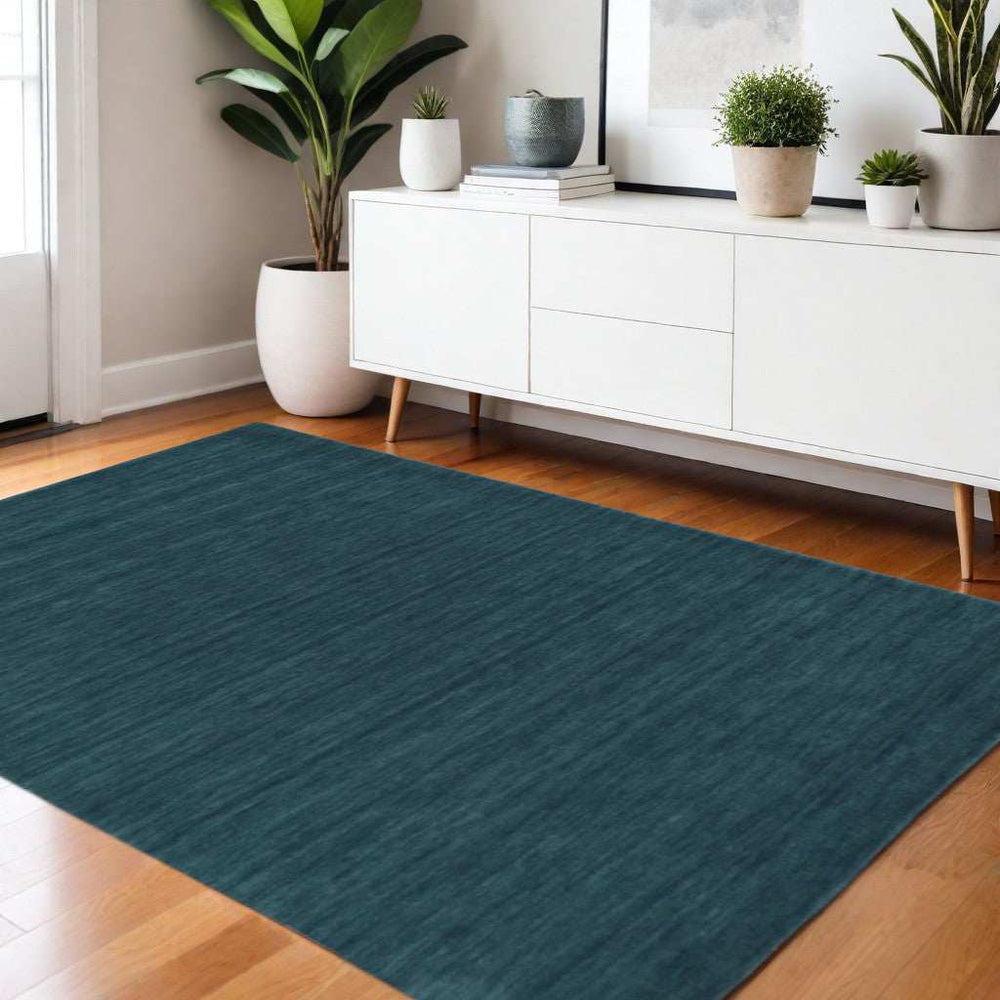 4' X 6' Blue And Green Wool Hand Woven Stain Resistant Area Rug - Homeroots - Flyclothing LLC