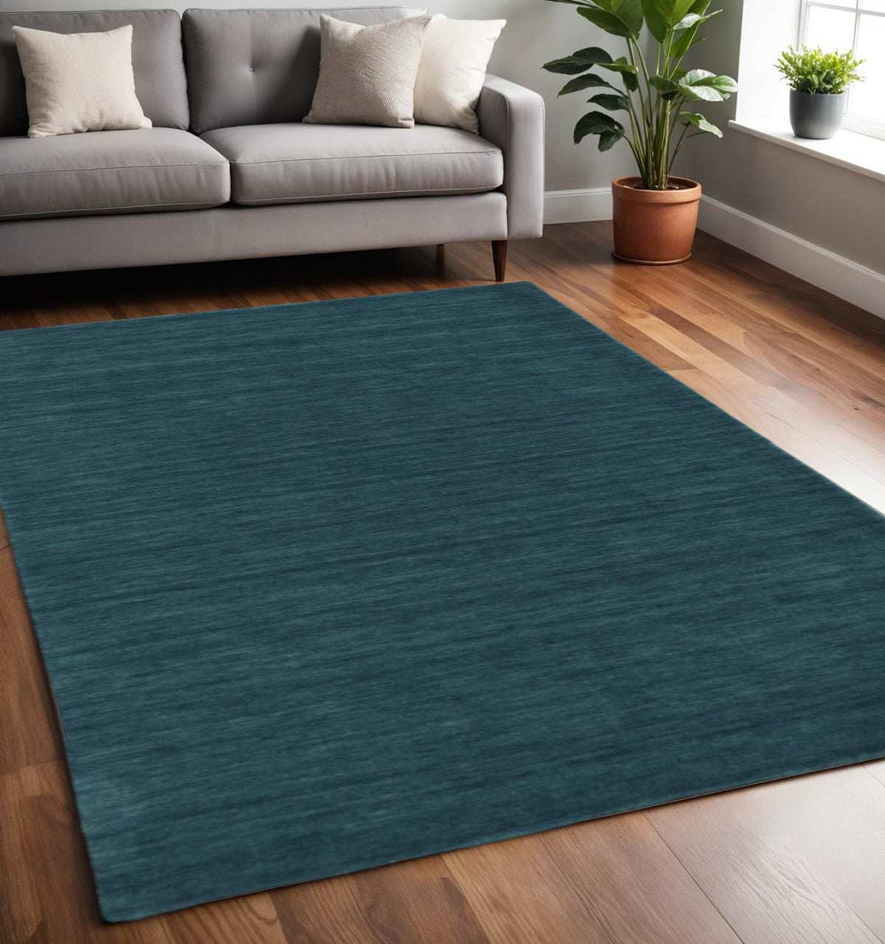 5' X 8' Blue And Green Wool Hand Woven Stain Resistant Area Rug - Homeroots - Flyclothing LLC