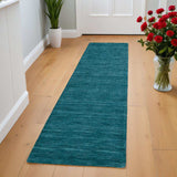 8' Runner Blue and Green Hand Woven Runner Rug - Homeroots - Flyclothing LLC