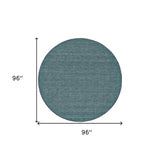 8' Blue Green Round Wool Hand Woven Area Rug