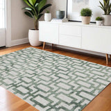 4' X 6' Ivory And Green Wool Geometric Tufted Handmade Area Rug - Homeroots - Flyclothing LLC