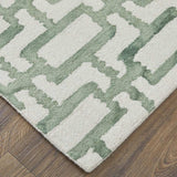 4' X 6' Ivory And Green Wool Geometric Tufted Handmade Area Rug - Homeroots - Flyclothing LLC