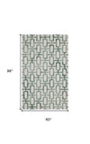 5' X 8' Ivory And Green Wool Geometric Tufted Handmade Area Rug - Homeroots - Flyclothing LLC