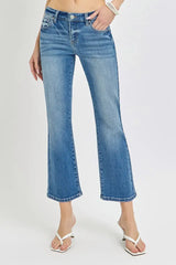 RISEN Full Size Low Rise Crop Flare Jeans Plus Size - Trendsi - Flyclothing LLC