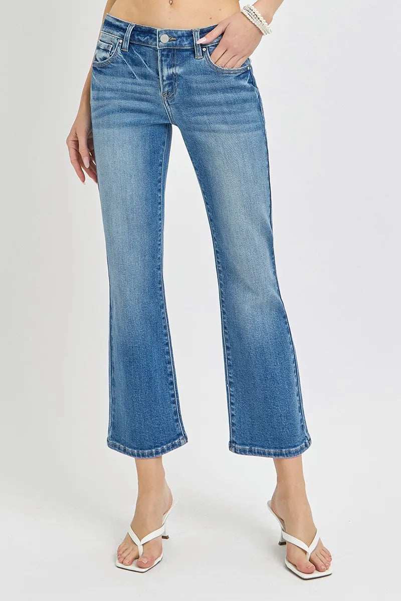 RISEN Full Size Low Rise Crop Flare Jeans Plus Size - Trendsi - Flyclothing LLC