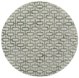 10' Ivory and Green Round Trellis Hand Tufted Area Rug