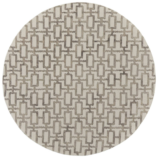 10' Ivory and Tan Round Trellis Hand Tufted Area Rug - Homeroots - Flyclothing LLC