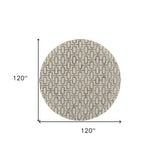 10' Ivory and Tan Round Trellis Hand Tufted Area Rug