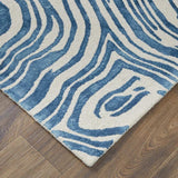 5' X 8' Blue And Ivory Wool Geometric Tufted Handmade Area Rug - Homeroots - Flyclothing LLC
