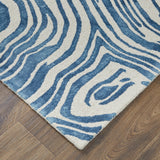 10' X 13' Blue And Ivory Wool Geometric Tufted Handmade Area Rug