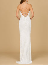 Scoop Neck, Open Back Beaded Bridal Gown