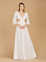 Long Sleeve Cut Out Wedding Dress