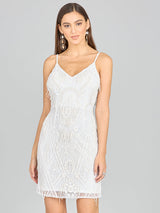 Spaghetti Strap Fringe Bridal Cocktail