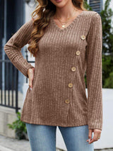 V-Neck Long Sleeve T-Shirt - Trendsi - Flyclothing LLC