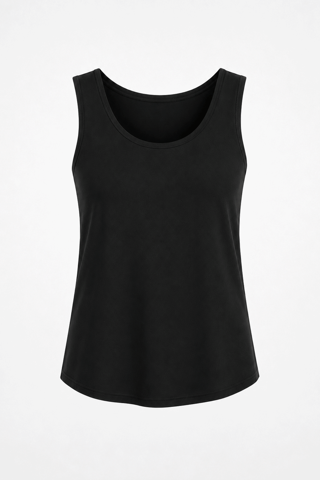 Cotton Lycra Shirttail Tank - Black