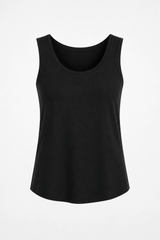 Cotton Lycra Shirttail Tank - Black