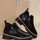 Ankle Boots with Zipper Detail - Trendsi - Flyclothing LLC