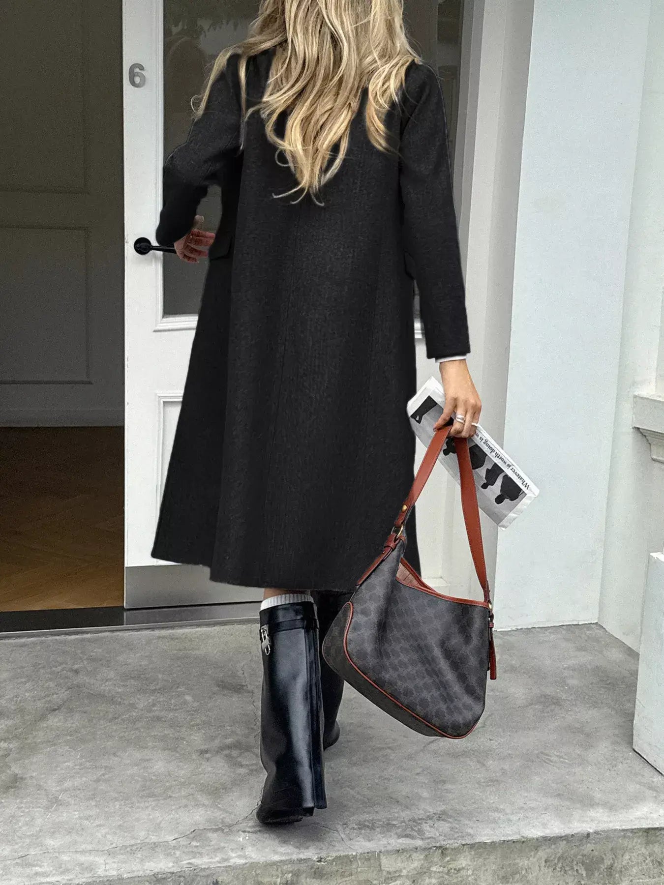 Double-Breasted Wool Blend Overcoat - Trendsi - Flyclothing LLC