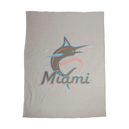 Miami Marlins Oversized Logo Sublimated Sweatshirt Blanket - Logo Brands - Flyclothing LLC