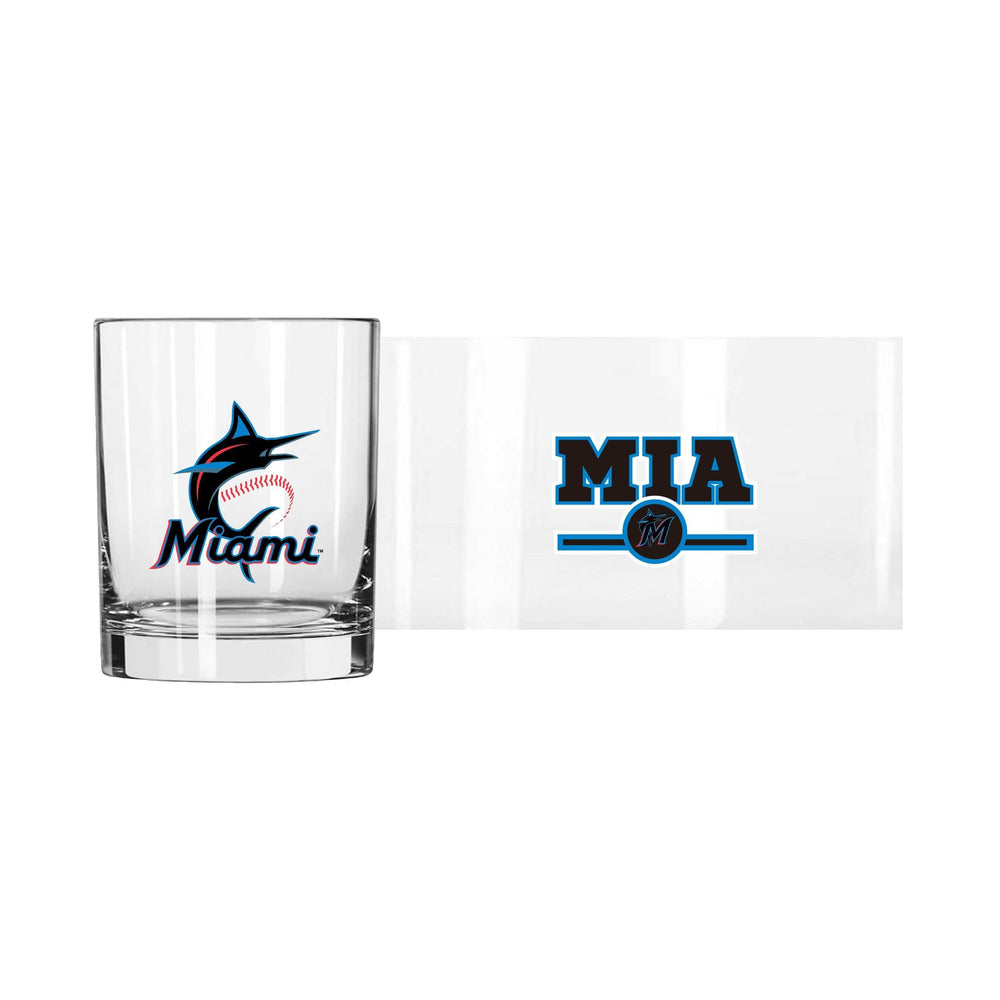 Miami Marlins 14oz Letterman Rocks Glass - Logo Brands - Flyclothing LLC