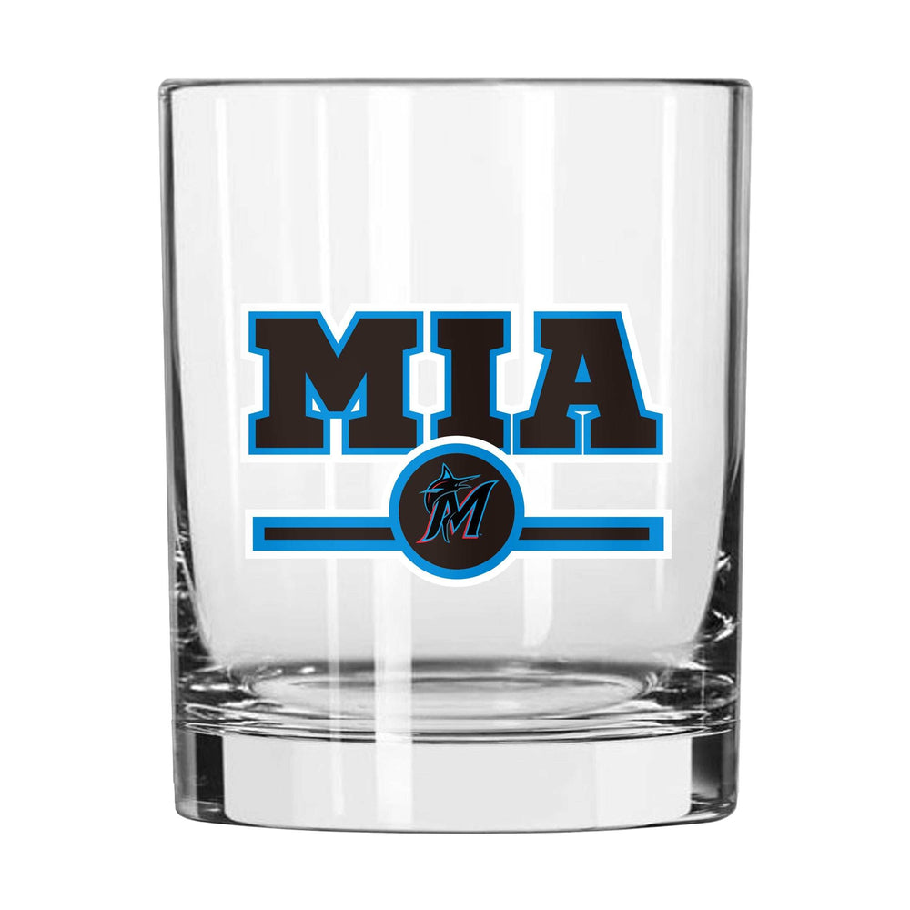 Miami Marlins 14oz Letterman Rocks Glass - Logo Brands - Flyclothing LLC