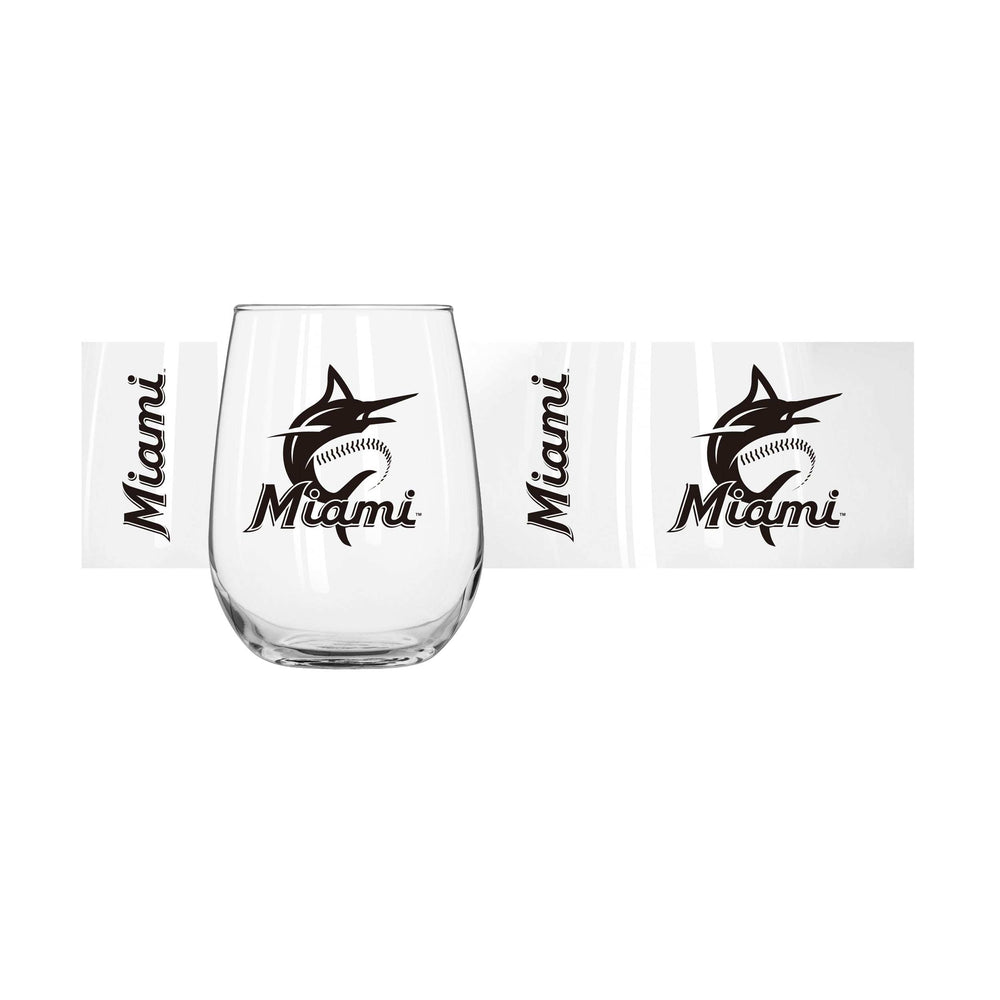 Miami Marlins 16oz Gameday Curved Beverage Glass - Logo Brands - Flyclothing LLC