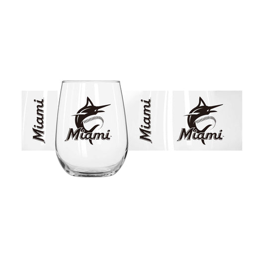 Miami Marlins 16oz Gameday Curved Beverage Glass - Logo Brands - Flyclothing LLC