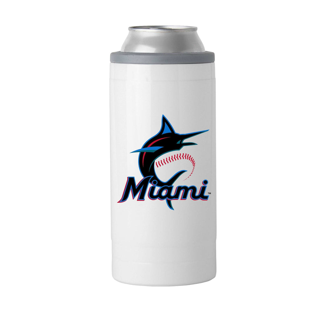 Miami Marlins Letterman 12 oz Slim Can Coolie - Logo Brands - Flyclothing LLC