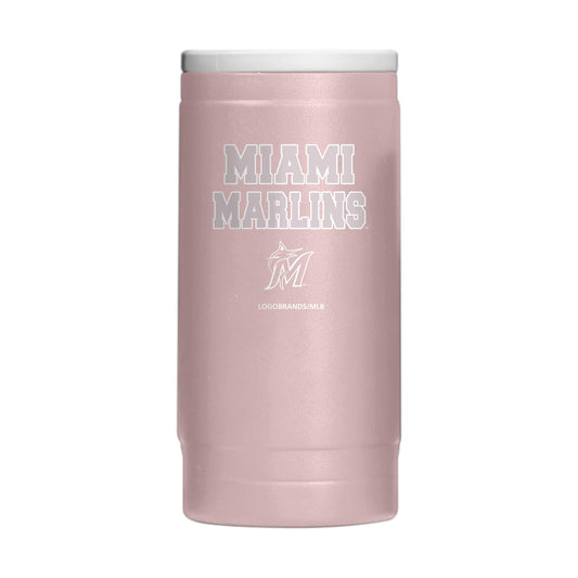 Miami Marlins Stencil Powder Coat Slim Can Coolie - Logo Brands - Flyclothing LLC