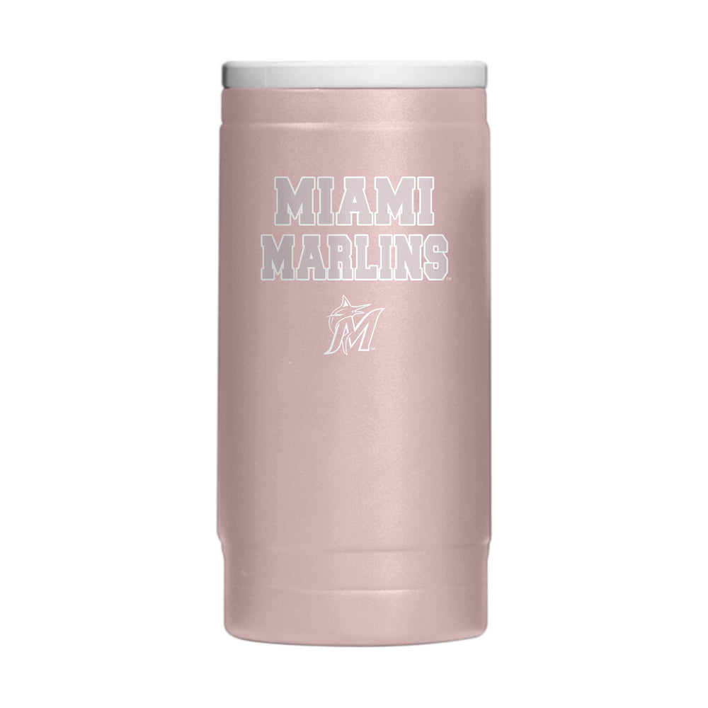 Miami Marlins Stencil Powder Coat Slim Can Coolie - Logo Brands - Flyclothing LLC