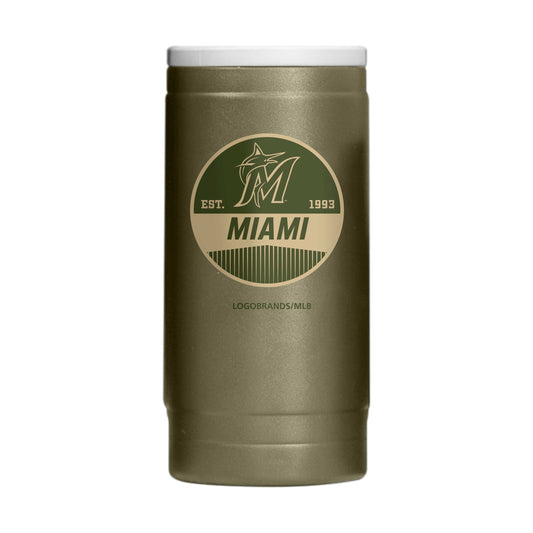 Miami Marlins Badge Powder Coat Slim Can Coolie - Logo Brands - Flyclothing LLC