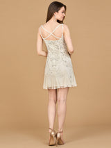 Lara 51211- Beaded Mini Wedding Dress with Godets