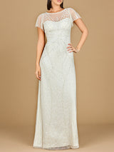 Beaded Flutter Sleeve Wedding Gown | Lara 51219