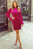 Frill Mock Neck Flounce Sleeve Mini Dress - Trendsi - Flyclothing LLC