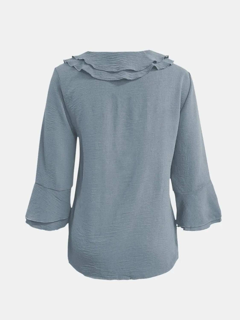 Full Size Ruffled V-Neck Flounce Sleeve Blouse - Trendsi - Flyclothing LLC