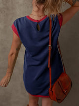 Round Neck Cap Sleeve Mini Dress - Trendsi - Flyclothing LLC