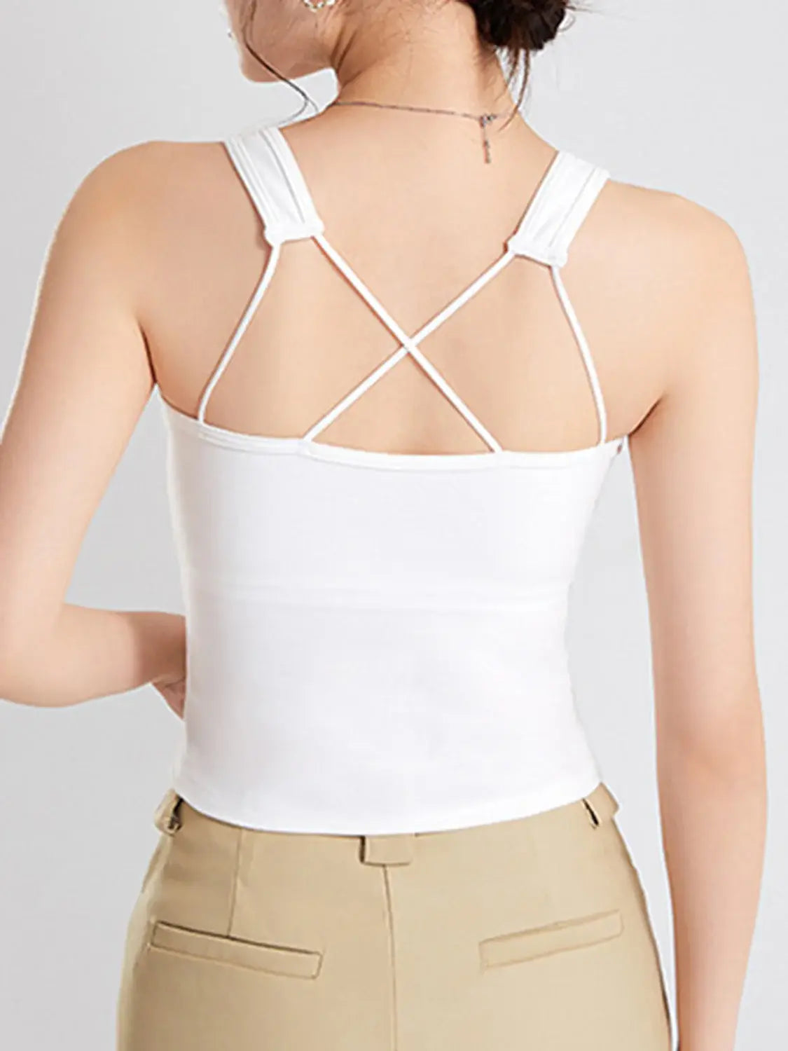 Crisscross Scoop Neck Wide Strap Cropped Tank with Chest Pads - Trendsi - Flyclothing LLC