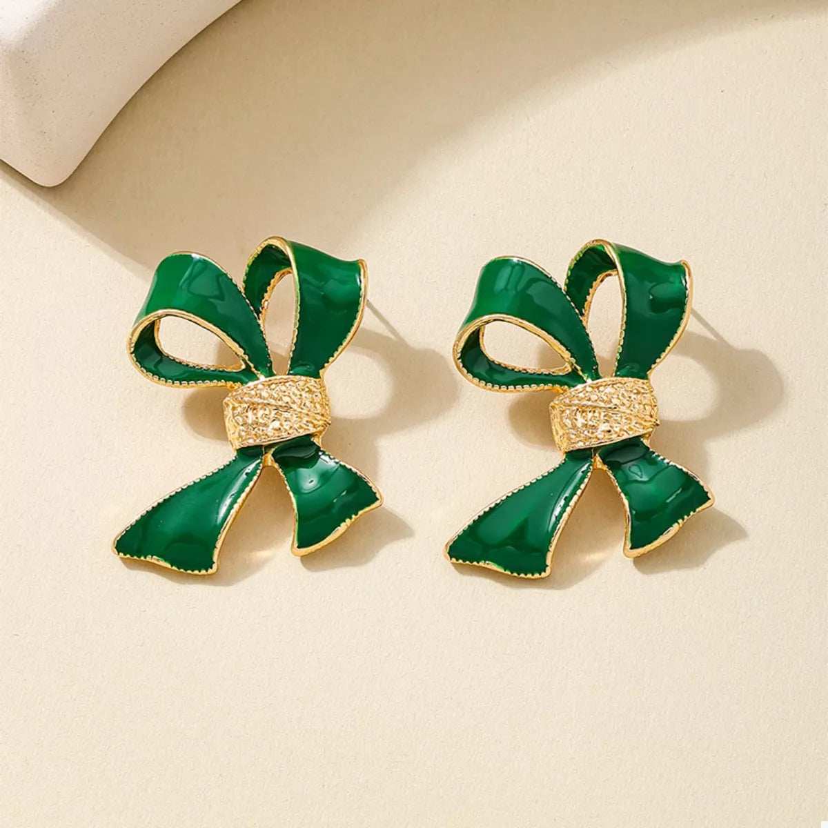 18K Gold-Plated Bow Earrings - Trendsi - Flyclothing LLC