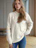 Mock Neck Long Sleeve Sweater - Trendsi - Flyclothing LLC
