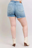 Judy Blue Full Size High Waist Western Embroidery Detail Cut Off Denim Shorts Plus Size - Trendsi - Flyclothing LLC