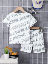 Children's Round Neck Cartoon Graphic T-Shirt and Shorts Set - Trendsi - Flyclothing LLC