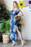 Heimish Full Size Floral Short Sleeve Slit Dress - Trendsi