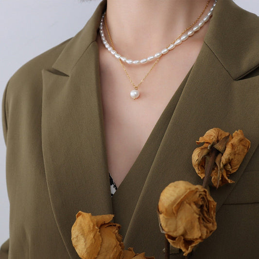 Double-Layered Freshwater Pearl Necklace - Trendsi
