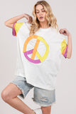 SAGE + FIG Color Block Peace Applique T-Shirt - Trendsi