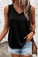 V-Neck Wide Strap Tank - Trendsi - Flyclothing LLC