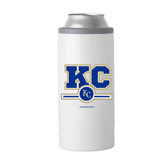 K.C Royals Letterman 12 oz Slim Can Coolie - Logo Brands - Flyclothing LLC